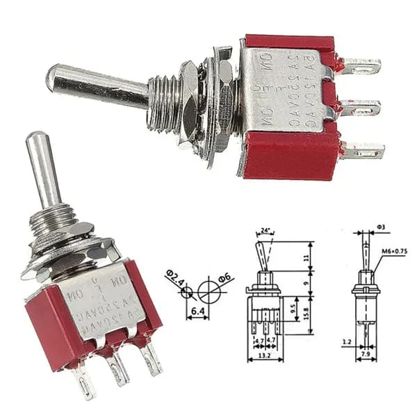 5A 3 Pin SPDT Toggle Switch - Gallery Image 1