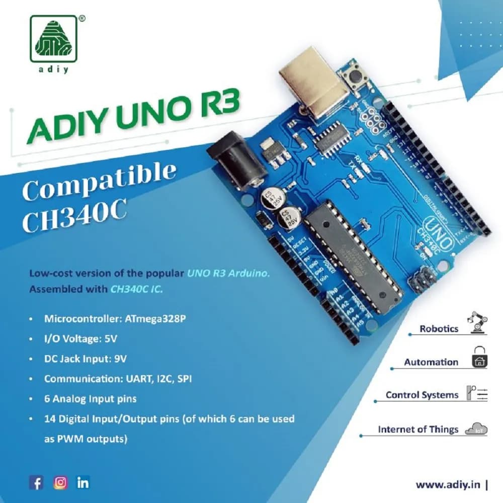 Adiy Uno DIP R3 -Compatible CH340C - Gallery Image 3