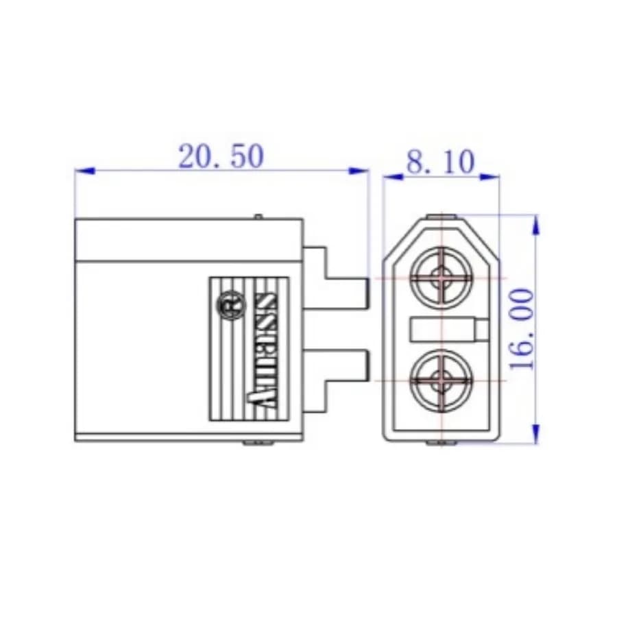 Amass XT60 Male Connector – XT60-M.G.Y - Gallery Image 1