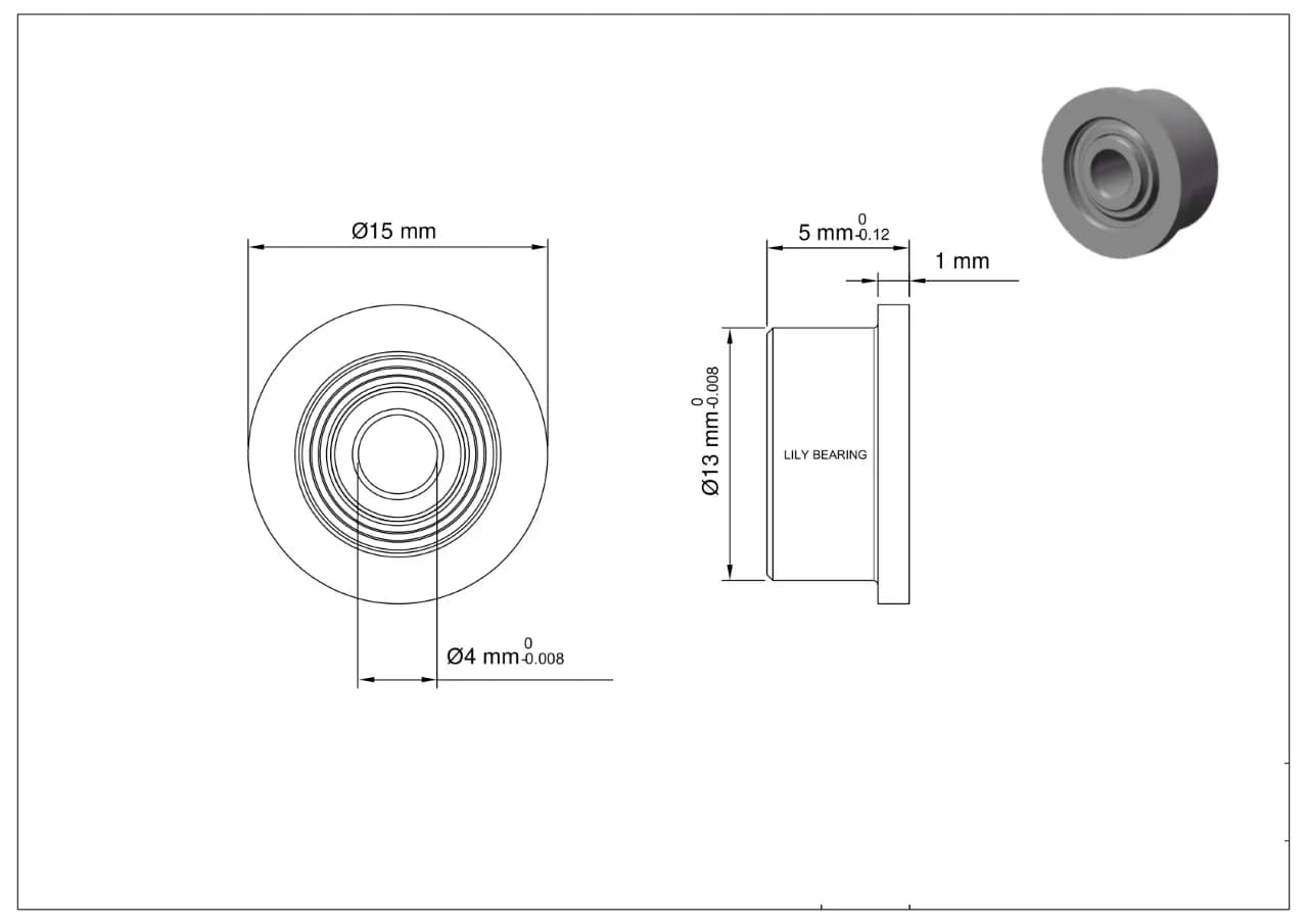 F624ZZ Flanged Ball Bearing-2pcs. - Gallery Image 2