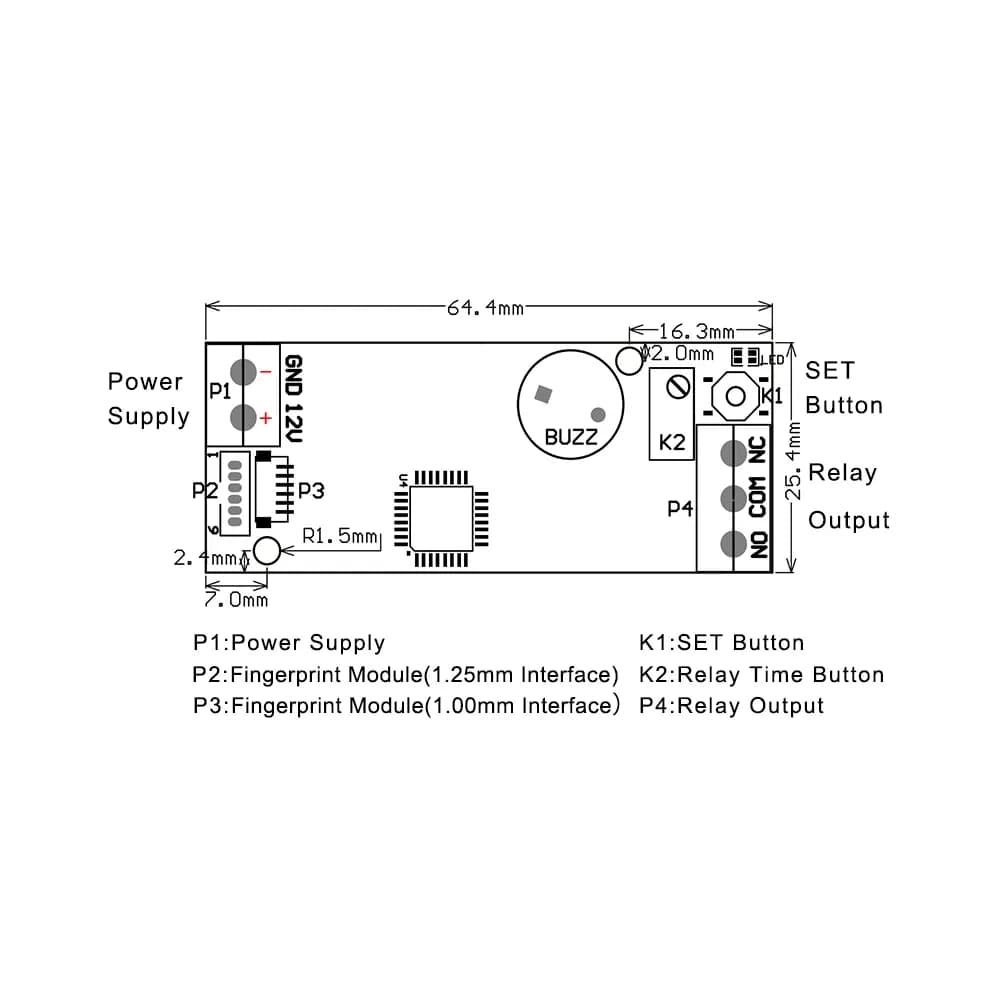 GROW-K202 Fingerprint Control Board - Gallery Image 2