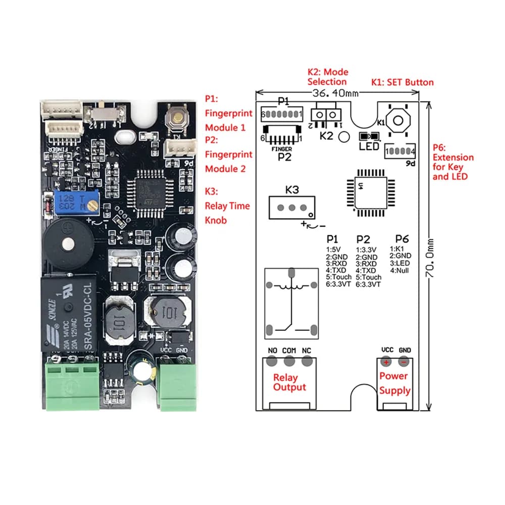 GROW-K215 Fingerprint Control Board - Gallery Image 2