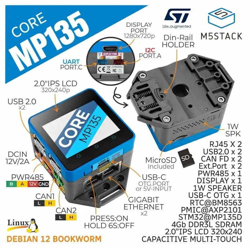 M5Stack Core MP135 w/ STM32MP135D - Gallery Image 3