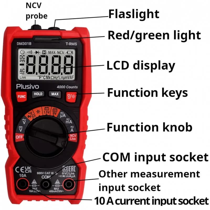 Plusivo Digital Multimeter DM301B - Gallery Image 5