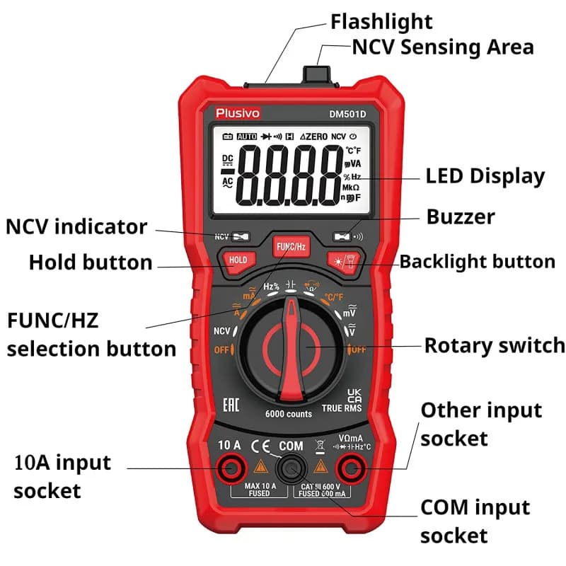 Plusivo Digital Multimeter DM501D - Gallery Image 2