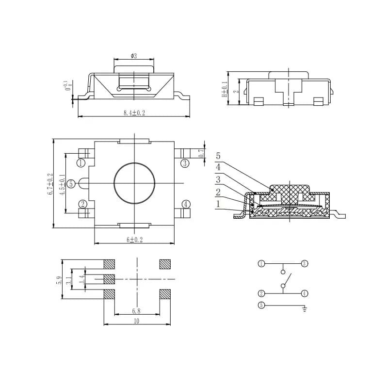 Tact Switch-KNA0647A-6x6mm - Gallery Image 1