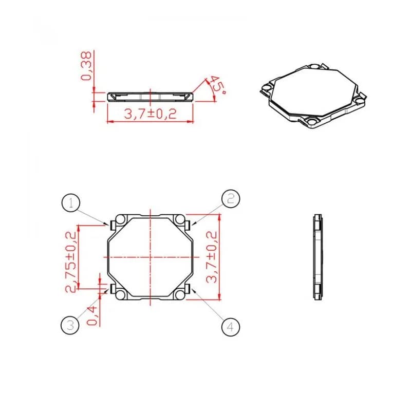 Tact Switch-TK-037-3.7*3.7*0.35H/0.38H - Gallery Image 2