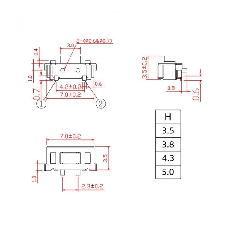 Tact SwitchTK-2030-3×6 - Gallery Image 1
