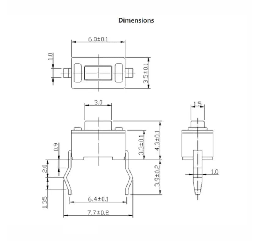 Tact Switch-TVBP06-6.0×3.5mm - Gallery Image 1