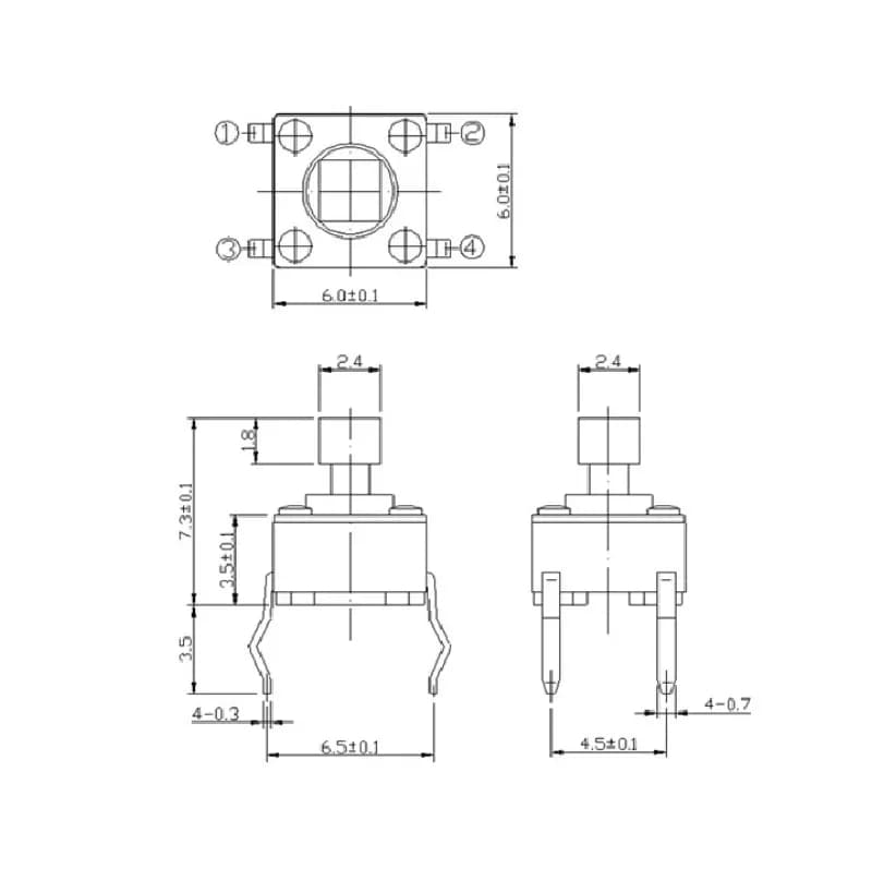 Tact Switch-TVDP01-G73-6.0X6.0mm - Gallery Image 1