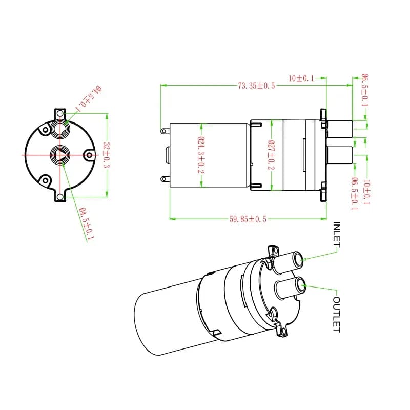 WPS27-12V DC 1L/min Mini Water Pump - Gallery Image 1