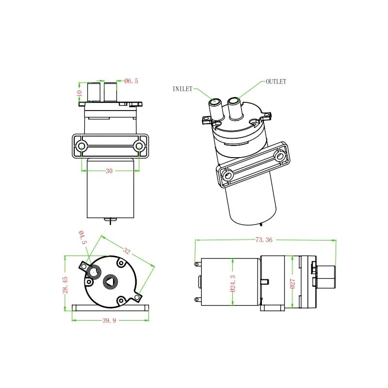 WPS27D-12V DC 1L/min Mini Water Pump - Gallery Image 1
